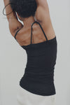 BASERANGE Ribbed Cotton Needle Tank Top Camisole TONI and TOTV Collection Made in Portugal BAS-TONI-RB-000-HEI Black